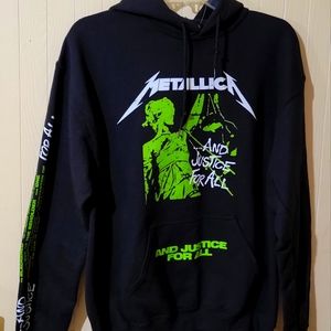 Metallica "And Justice For All" Hoodie Hooded Sweatshirt Mens Sz M Pouch Pocket